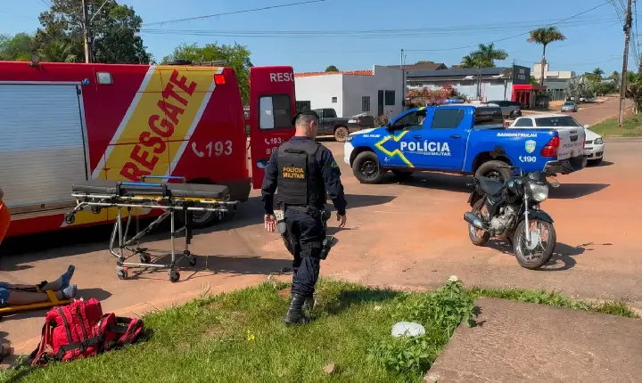 cidade-  Colisão entre duas motos deixa motociclista com fratura em Rolim de Moura