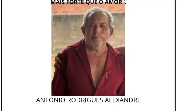 cidade - Nota de pesar pelo falecimento de Antônio Rodrigues Alexandre