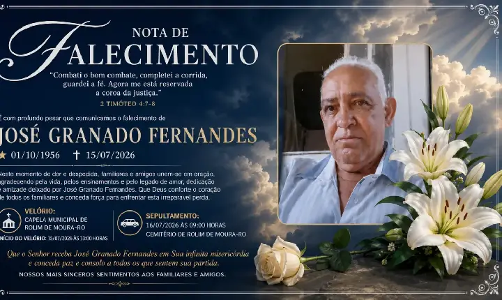 cidade - Nota de pesar pelo falecimento de José Granado Fernandes