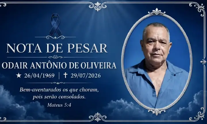 cidade - Nota de pesar pelo falecimento de Odair Antônio de Oliveira