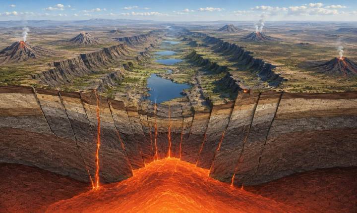 Entretenimento - O fenômeno geológico visível no Quênia que está criando um novo oceano na África e separando o continente