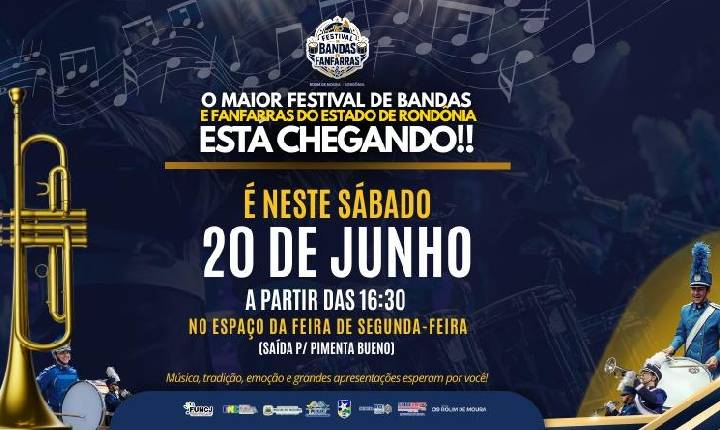 Fundação de Cultura e Juventude convida população para prestigiar o Festival de Bandas e Fanfarras de Rolim de Moura