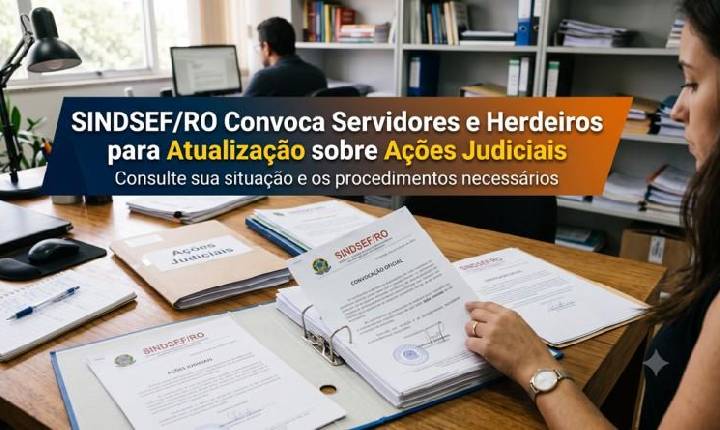Geral - Sindsef/RO convoca servidores e herdeiros para atualização sobre ações judiciais do anuênio e 3,17% da Funai