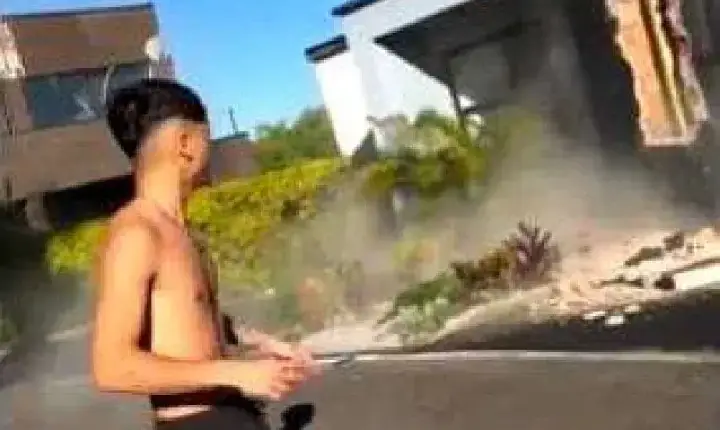 Internacional - Família consegue deixar residência poucos segundos antes do imóvel desabar (veja o vídeo)