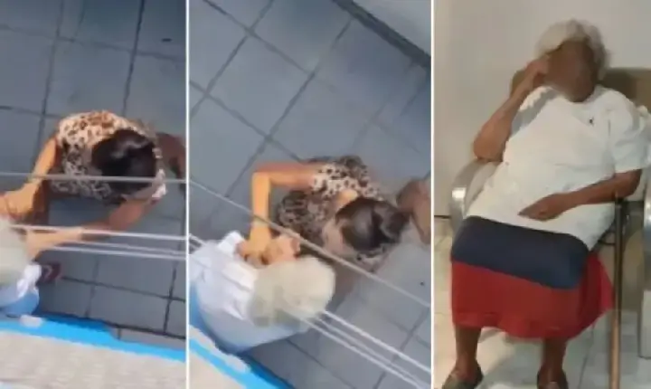 Neta é flagrada agredindo avó de 96 anos em disputa por aluguel; vídeo