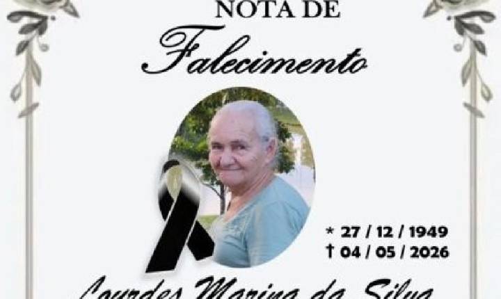 NOTA DE PESAR - Nota de pesar pelo falecimento de Lourdes Marina da Silva
