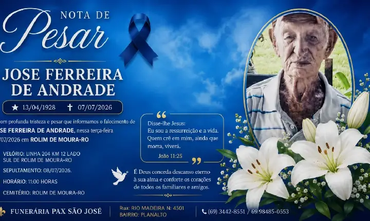 Nota de Pesar pelo Falecimento de José Ferreira de Andrade
