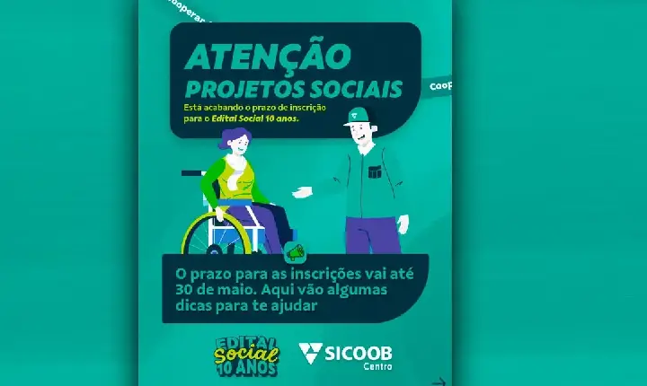 Notícias - Edital Social Sicoob Centro: inscrições para projetos sociais terminam em 30 de maio