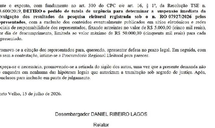 Política - TRE barra divulgação de pesquisa que aponta Fúria em empate técnico na liderança após identificar graves inconsistências