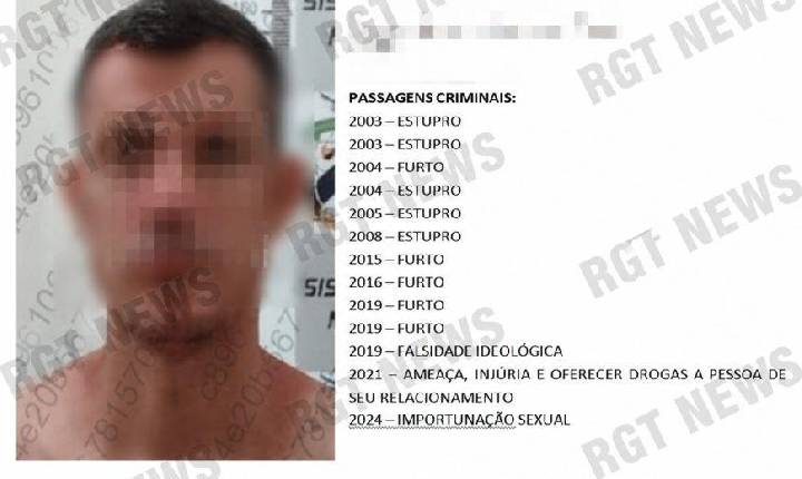 Predador sexual é preso em flagrante após estuprar adolescente em Rondonópolis; ficha criminal mostra diversos estupros