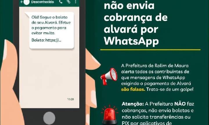 SEMFAZ alerta contribuintes sobre tentativa de golpe com mensagens falsas sobre alvará em Rolim de Moura