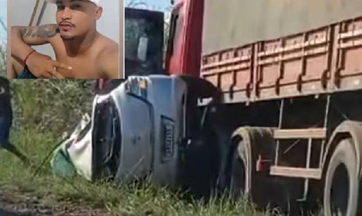 VÍDEO - Passageiro morre preso às ferragens em colisão fortíssima entre Ônix e bitrem na Estrada da Guia em MT; vídeo forte