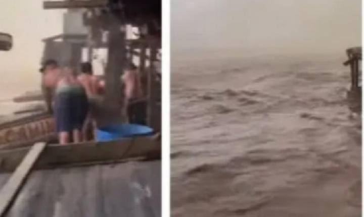 VÍDEO - Rondônia  -  Temporal assusta ribeirinhos e pescadores durante passagem pelo Rio Madeira