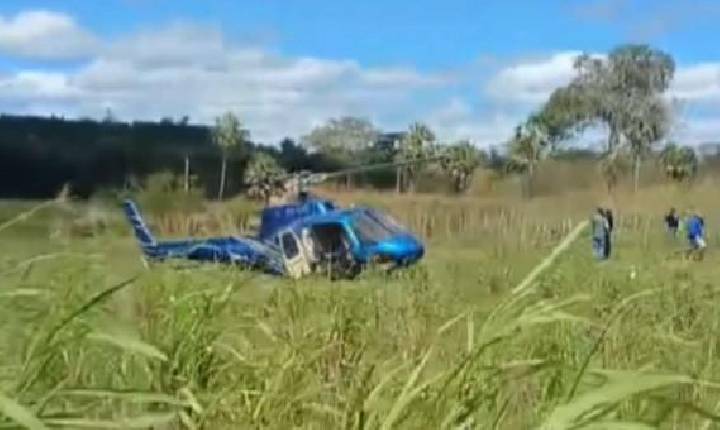 VÍDEO - Sociedade - Helicóptero cai em quintal de residência em zona rural (veja o vídeo)