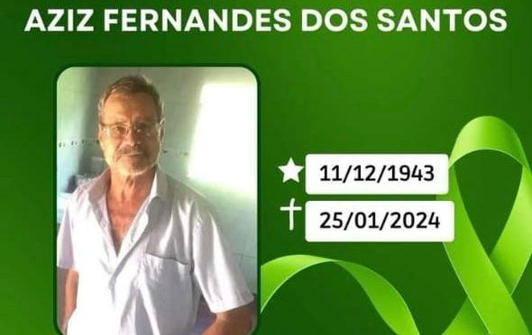 Nota de pesar do senhor Aziz Fernandes dos Santos, tio da secretária de assistência social de Rolim de Moura