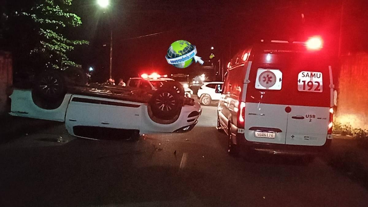Polícia - Motorista fica ferido em acidente com capotamento na Pinheiro Machado