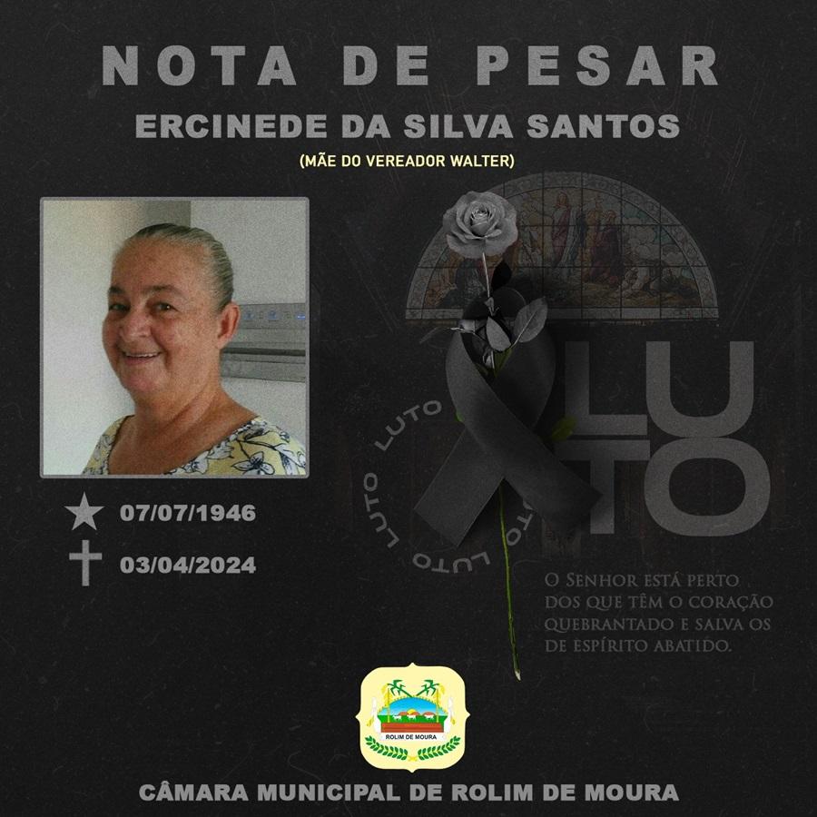 Prefeito Aldo Júlio emite pesar pelo falecimento da senhora Ercinede Santos, mãe do vereador Waltão da Obra