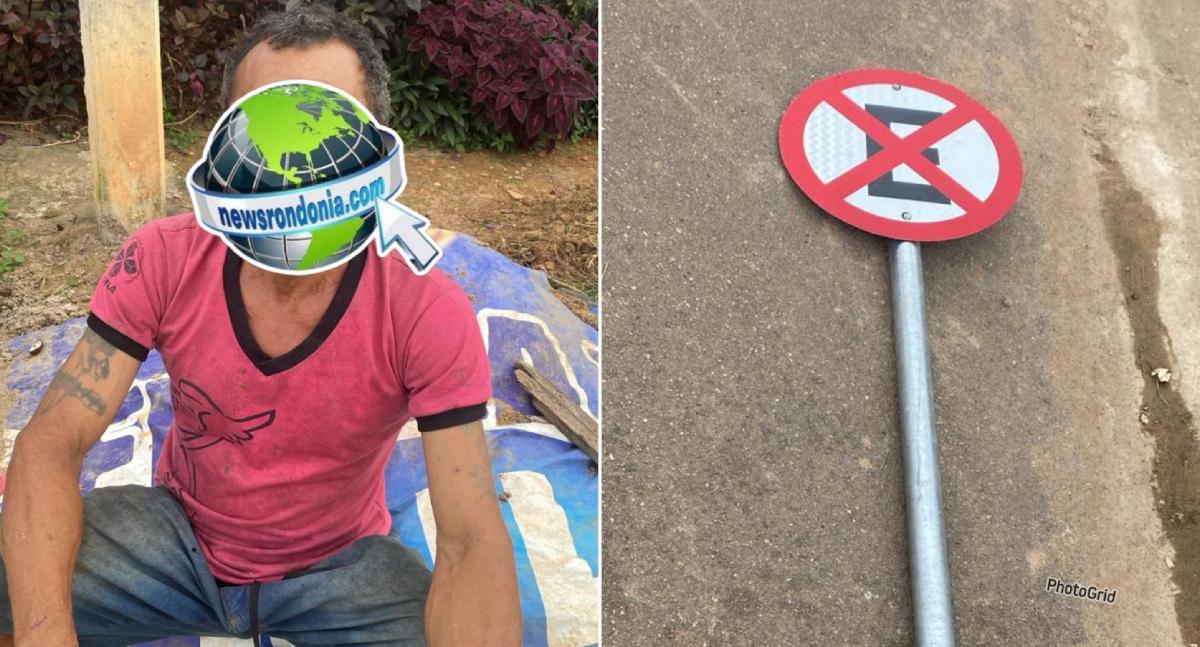 Polícia - PM flagra ladrão furtando placa de sinalização na zona leste