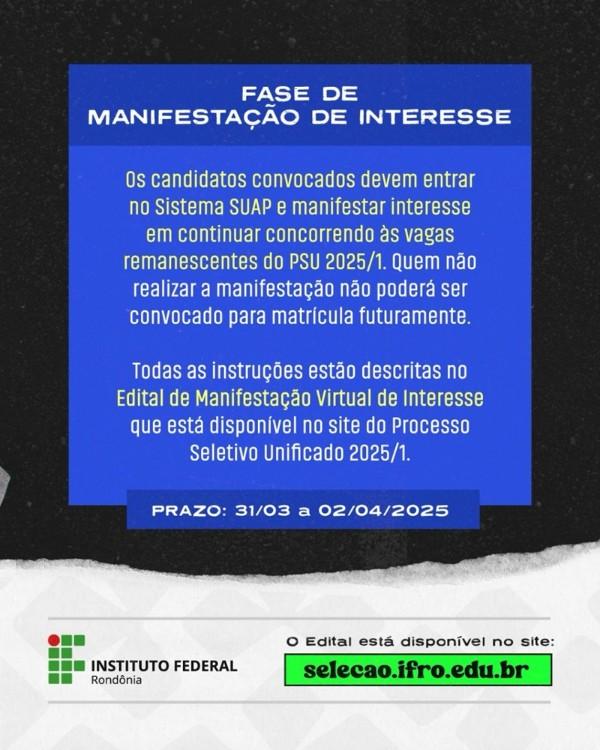 Concursos e Empregos - IFRO abre prazo para manifestação de interesse em vagas remanescentes