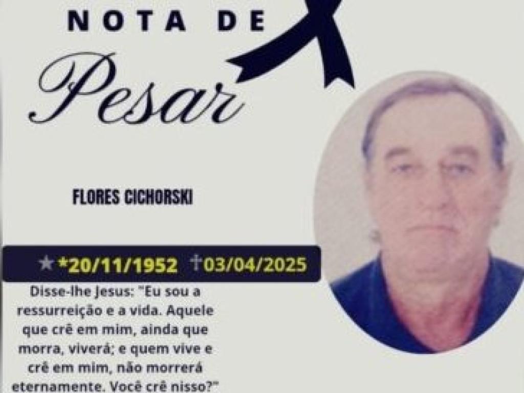 Nota de Pesar - Nota de pesar pelo falecimento de Flores Cichorski, morador de Nova Estrela