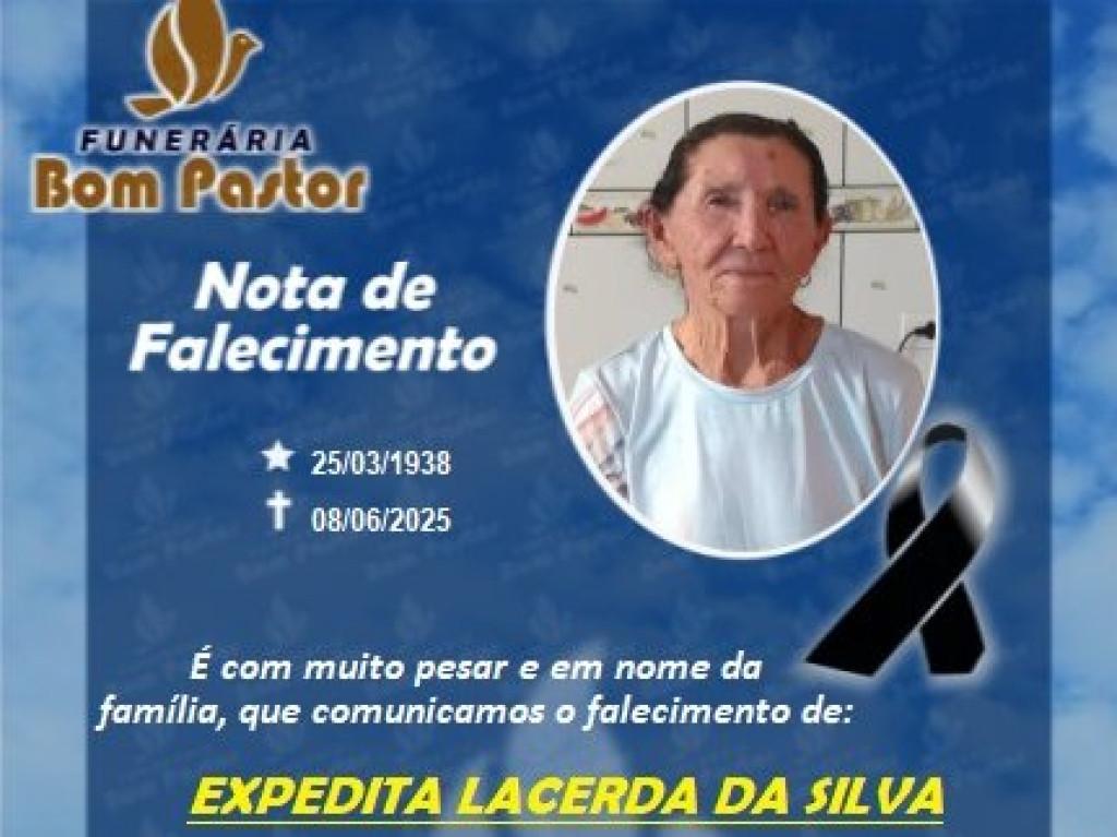 É com pesar que comunicamos o falecimento de Expedita Lacerda da Silva