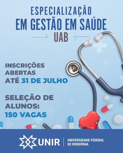 Concursos e Empregos - Especialização em Gestão em Saúde da Unir recebe inscrições até 31