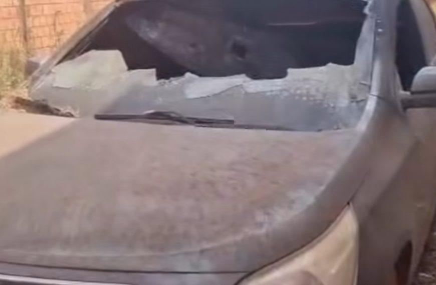 Cigarro aceso provoca incêndio em carro e mulher sofre queimaduras em Rondonópolis; vídeo