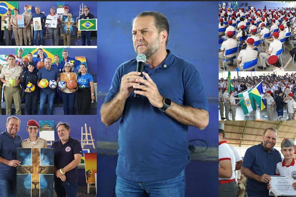 EDUCAÇÃO - Colégio Militar de Cacoal recebe materiais esportivos e culturais com apoio do deputado Cirone Deiró