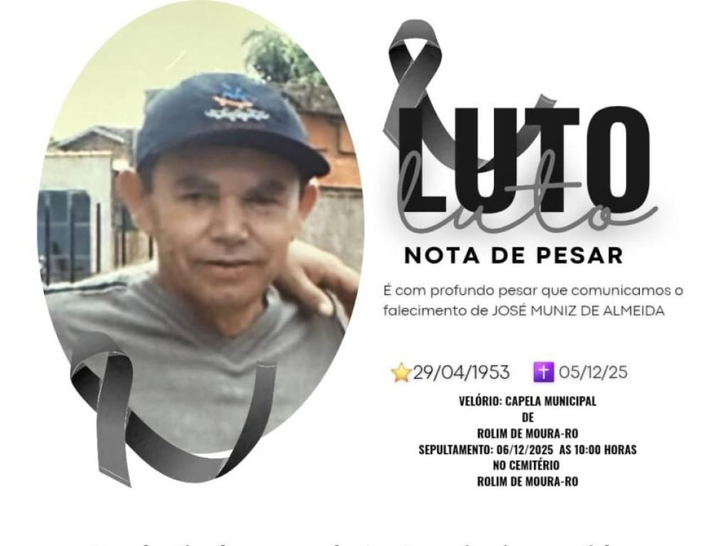 Nota de Pesar - Nota de pesar pelo falecimento de José Muniz de Almeida