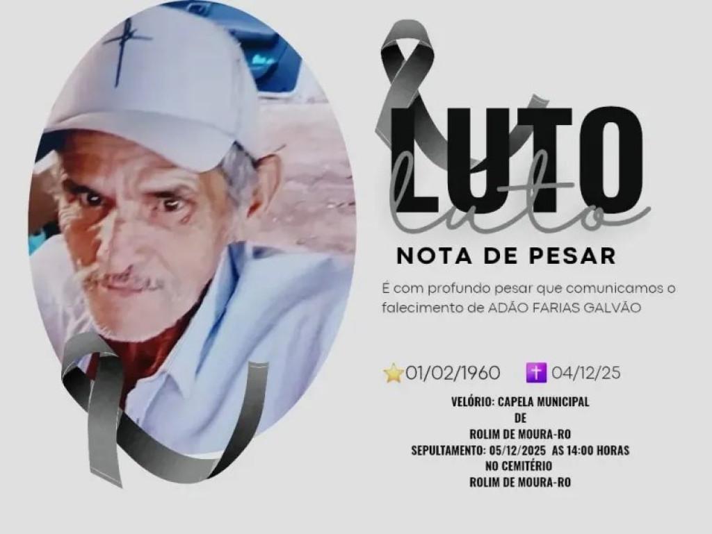 Nota de pesar - pelo falecimento de Adão Farias Galvão