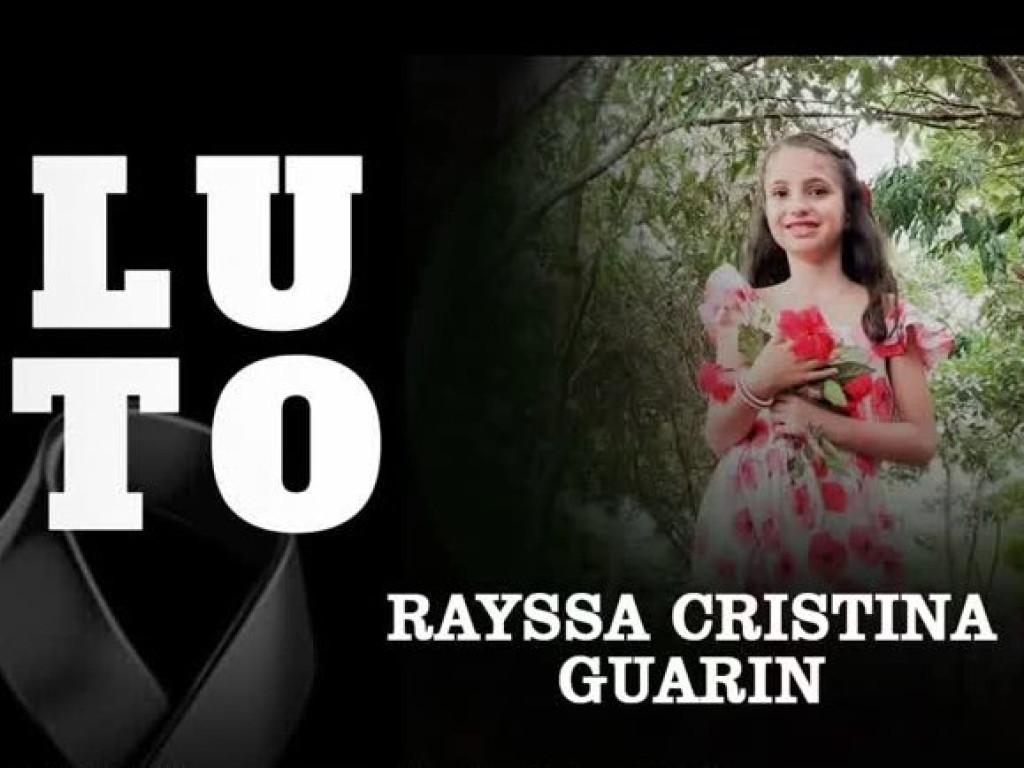 Cristina Guarin - Nota de pesar pelo falecimento de Rayssa Cristina Guarin