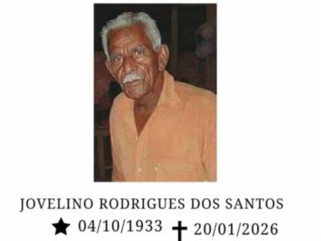NOTA DE PESAR -  Nota de pesar pelo falecimento de Jovelino Rodrigues dos Santos