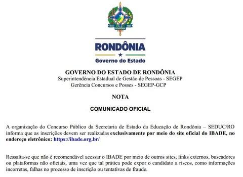 Concursos e Empregos -  Alerta: inscrições para concurso da Seduc devem ser feitas exclusivamente no site oficial do Ibade