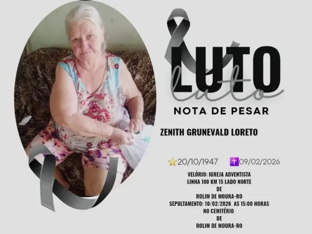 NOTA DE PESAR - Nota de pesar pelo falecimento de Zenith Grunevald Loreto