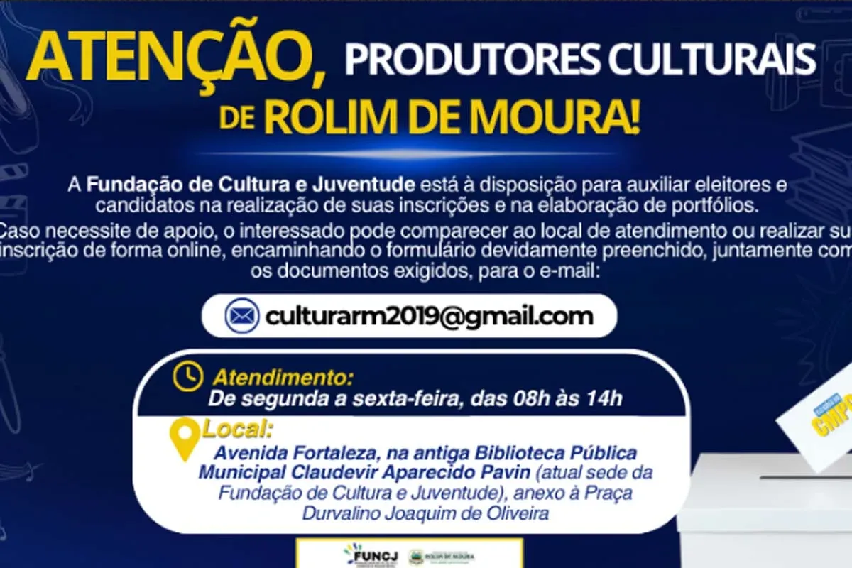 ROLIM DE MOURA - Fundação de Cultura e Juventude oferece apoio a candidatos e eleitores do Conselho Municipal de Política Cultural