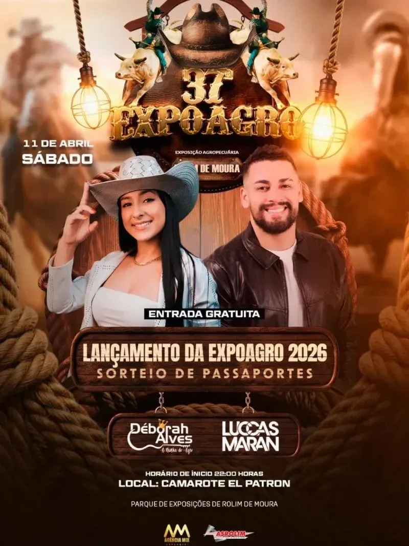 geral - ENTRADA GRATUITA! Lançamento da Expoagro 2026 terá show ao vivo e venda de passaportes em Rolim de Moura