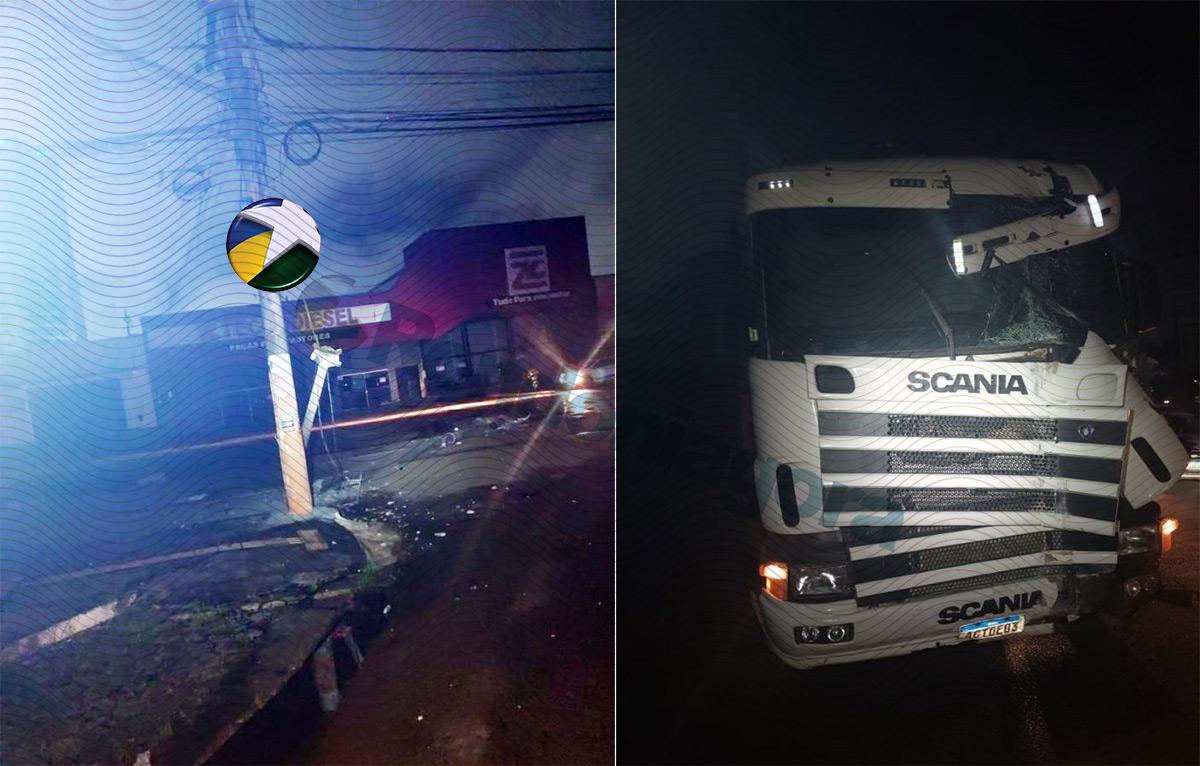Polícia - Caminhão atinge poste, derruba fiação e motorista bêbado é preso após fuga em Porto Velho