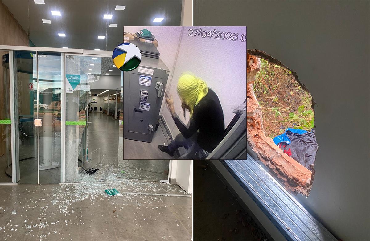 Polícia - Criminosos invadem agência do Sicoob, perfuram cofre mas acabam presos pela PM