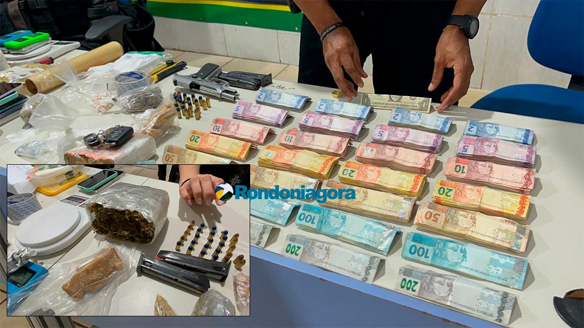 Geral - BPTAR prende trio do CV com arma roubada, drogas e grande quantidade de dinheiro em Porto Velho