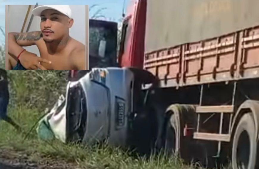 VÍDEO - Passageiro morre preso às ferragens em colisão fortíssima entre Ônix e bitrem na Estrada da Guia em MT; vídeo forte