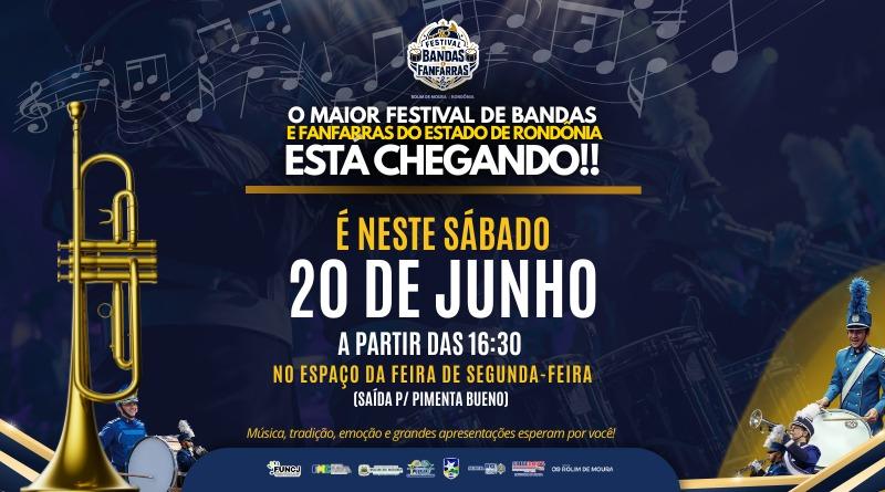 Fundação de Cultura e Juventude convida população para prestigiar o Festival de Bandas e Fanfarras de Rolim de Moura