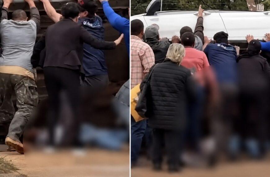 VÍDEO - Idosa morre prensada sob carro após engavetamento entre veículos em MT; vídeo mostra desespero