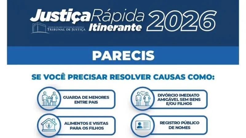 cidade - Santa Luzia d’Oeste, Alto Alegre dos Parecis e Parecis recebem Justiça Rápida em agosto