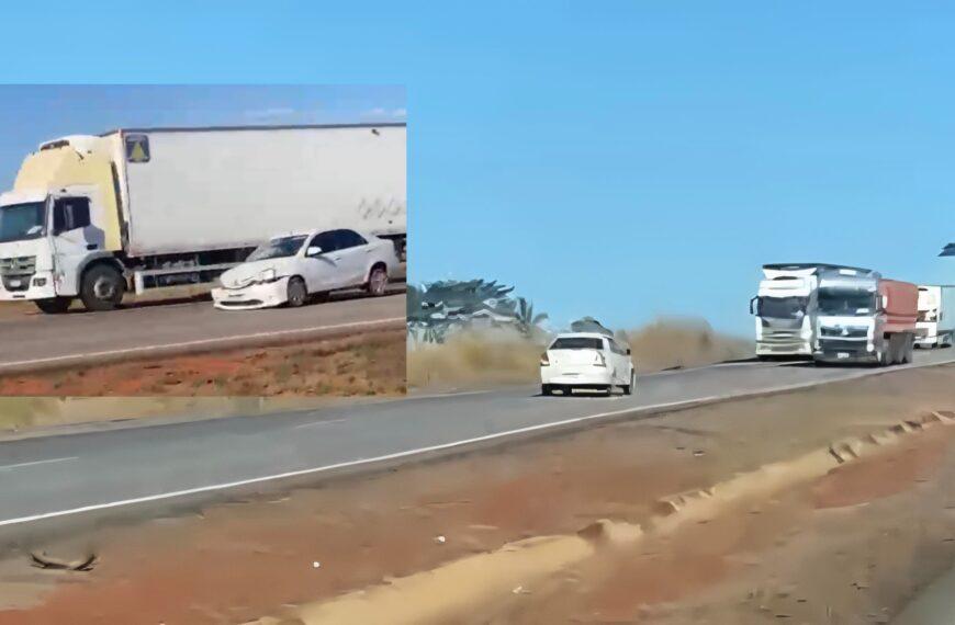 INSTANTES DE DESESPERO - Vídeo mostra motorista na contramão provocando batida com carreta na BR-364 próximo a Rondonópolis