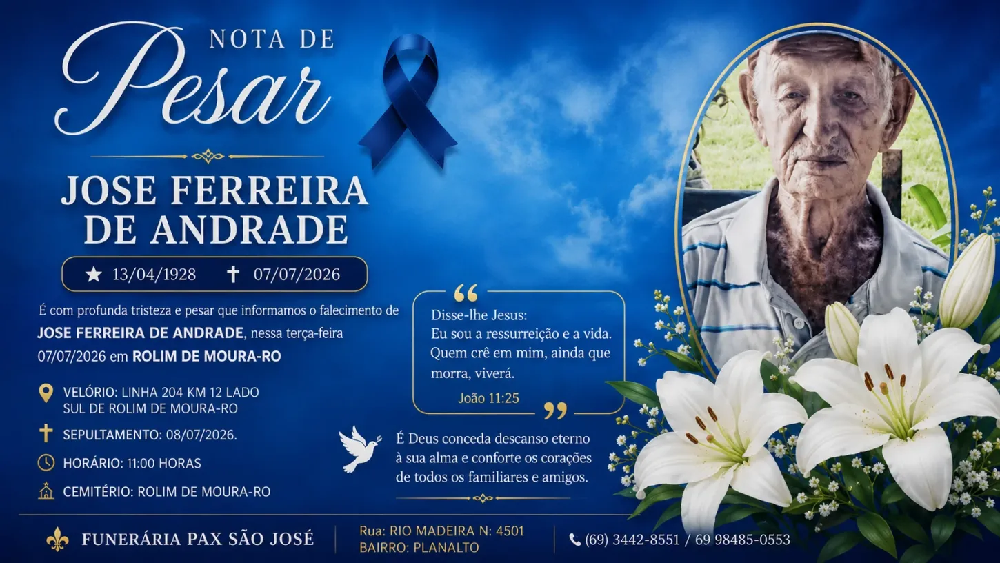 Nota de Pesar pelo Falecimento de José Ferreira de Andrade