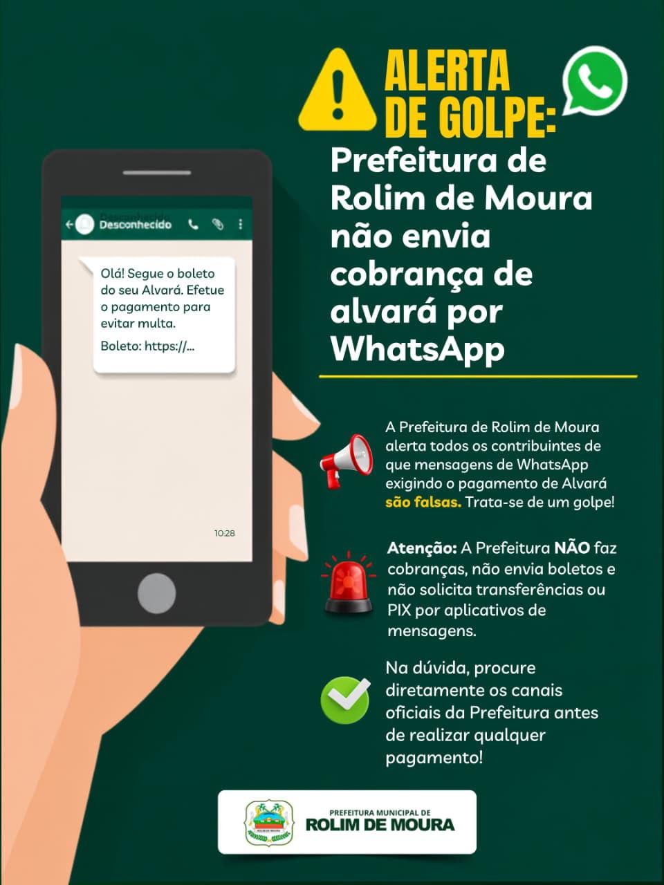 SEMFAZ alerta contribuintes sobre tentativa de golpe com mensagens falsas sobre alvará em Rolim de Moura
