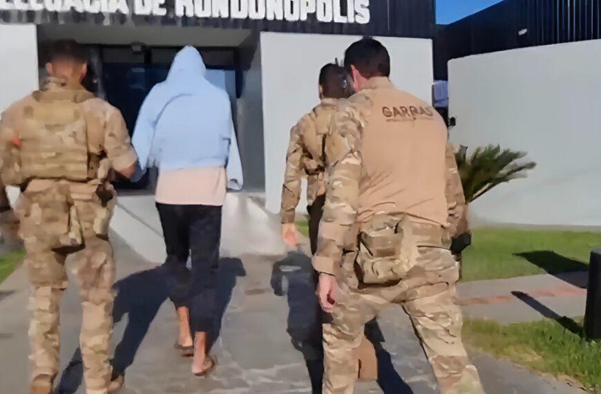 VÍDEO - Faccionado envolvido na morte de mãe e filho acaba preso em Rondonópolis; vídeo mostra prisão