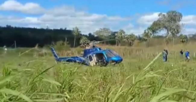 VÍDEO - Sociedade - Helicóptero cai em quintal de residência em zona rural (veja o vídeo)