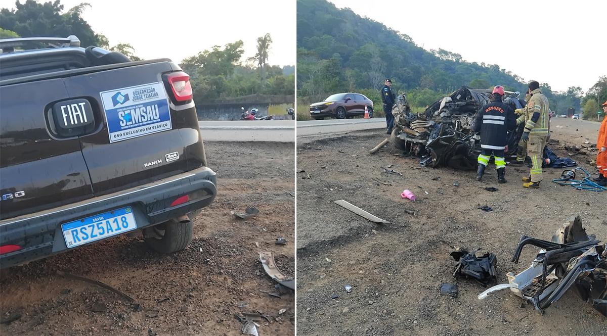 Geral Vídeo: motorista e quatro pacientes morrem em acidente com veículo da Saúde e carreta na BR-364
