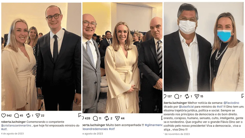 Ostentação poderosa - Além de Lula, lobista se mostra próxima de Janja, Alckmin, Gilmar, Moraes… Veja lista